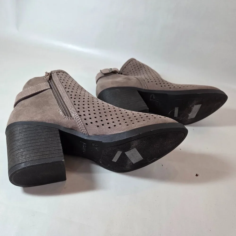 Bamboo Brown Faux Suede Booties Size 8